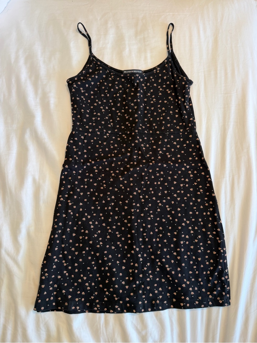 Brandy Melville Black Floral mini slip sundress